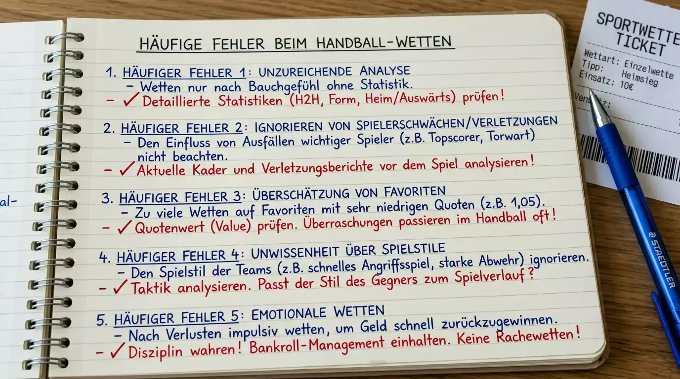 Typische Fehler bei der Handball-3er-Kombiwette: Unsichere Picks und fehlende Wettsteuer-Einplanung