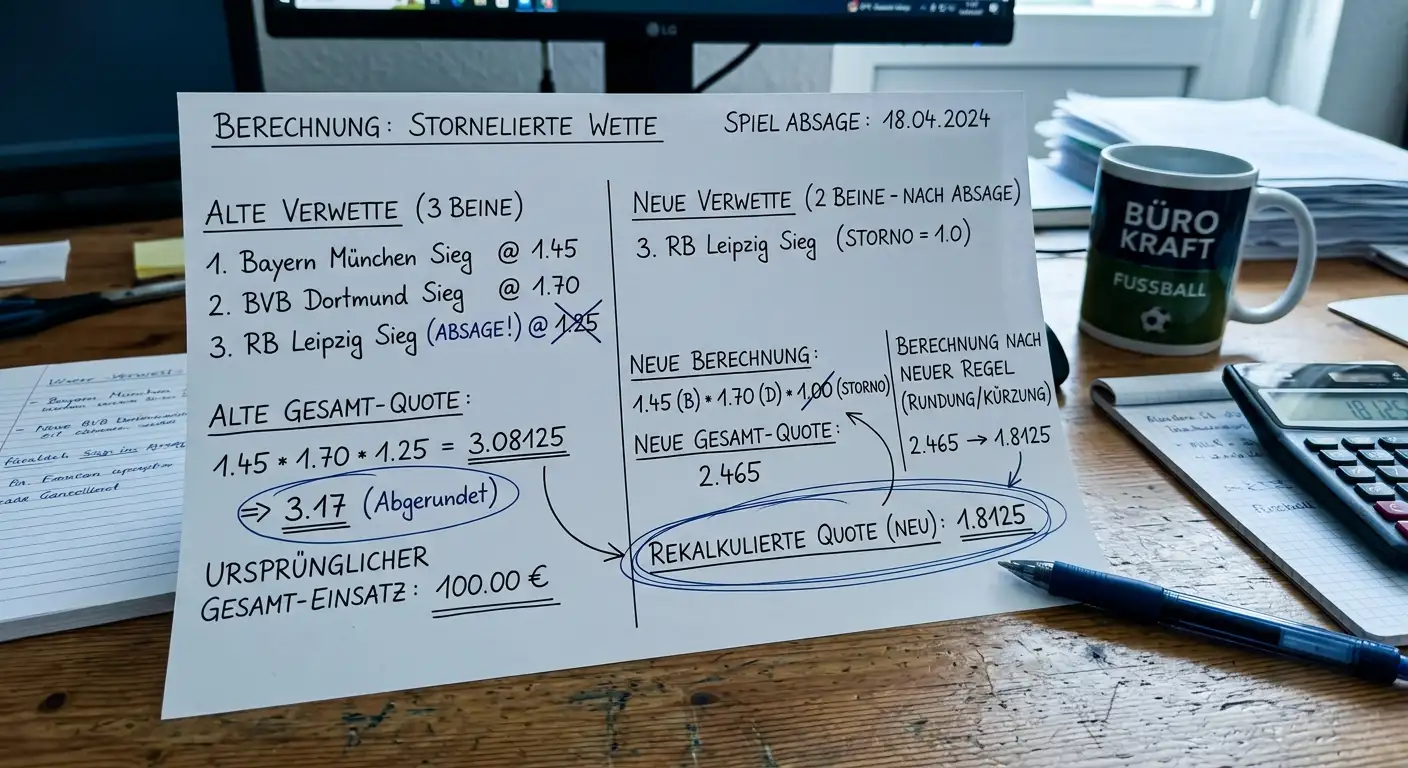 Neuberechnung der Handball-Kombiwette nach Void-Leg — Beispiel mit Quotenreduktion