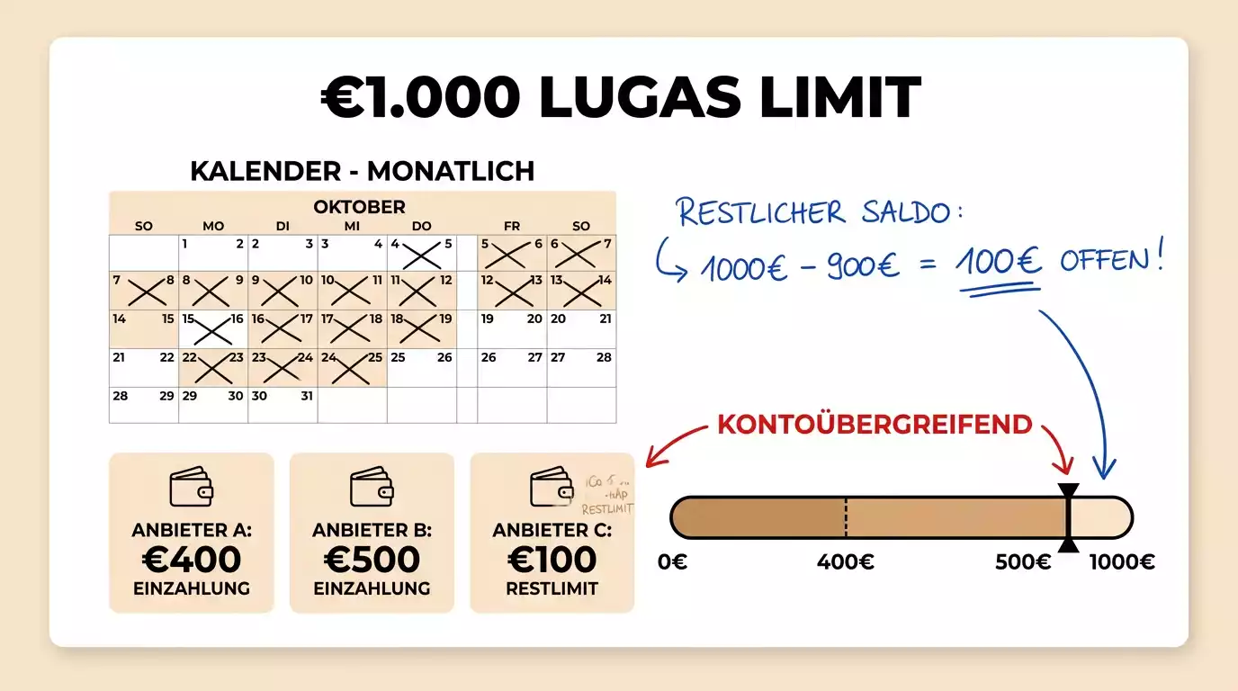 LUGAS Einzahlungslimit 1000 Euro pro Monat für Handball Kombiwetten: Wie das System über alle GGL-Anbieter funktioniert