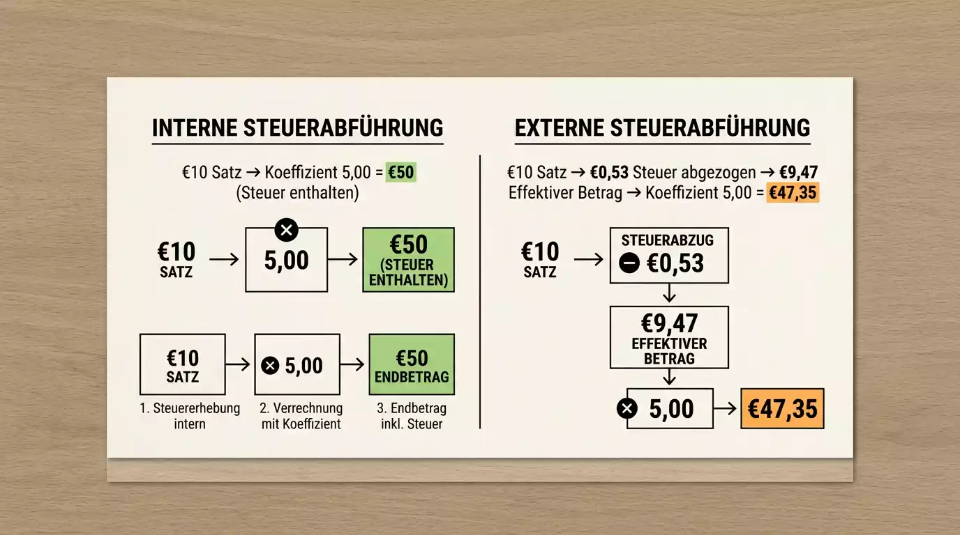 Wettsteuer 5,3 Prozent bei Handball Kombiwetten: Interne vs. externe Steuerabführung im Anbietervergleich
