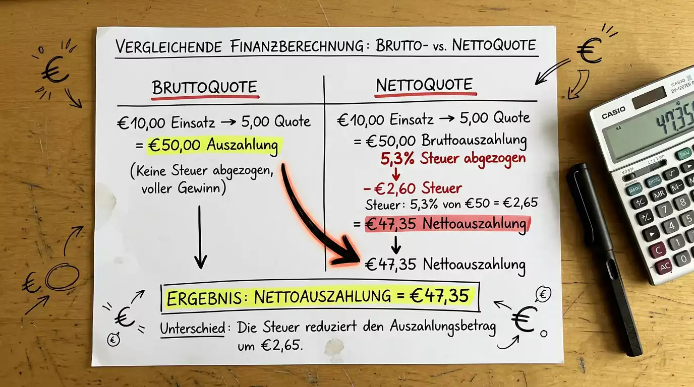 Wettsteuer 5,3 Prozent Auswirkung auf Handball Kombiwetten: Brutto- und Nettoquote im Vergleich
