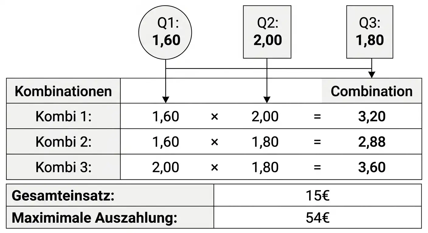 Systemwette 2-aus-3 Trixie Handball Rechner: Kombiwetten-Systemformate im Online-Rechner simulieren