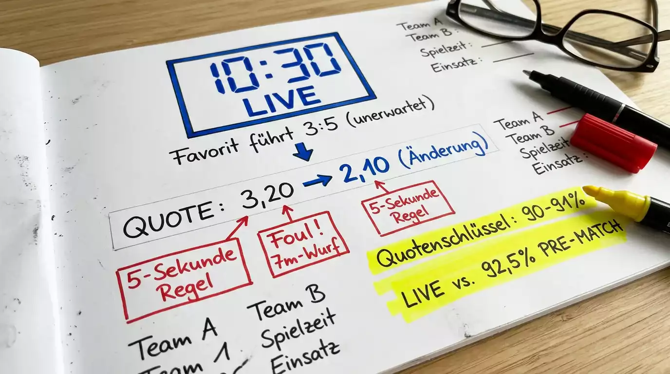 Live Kombiwetten Handball: 5-Sekunden-Regel GlüStV 2021 und niedrigerer Quotenschlüssel bei In-Play-Märkten