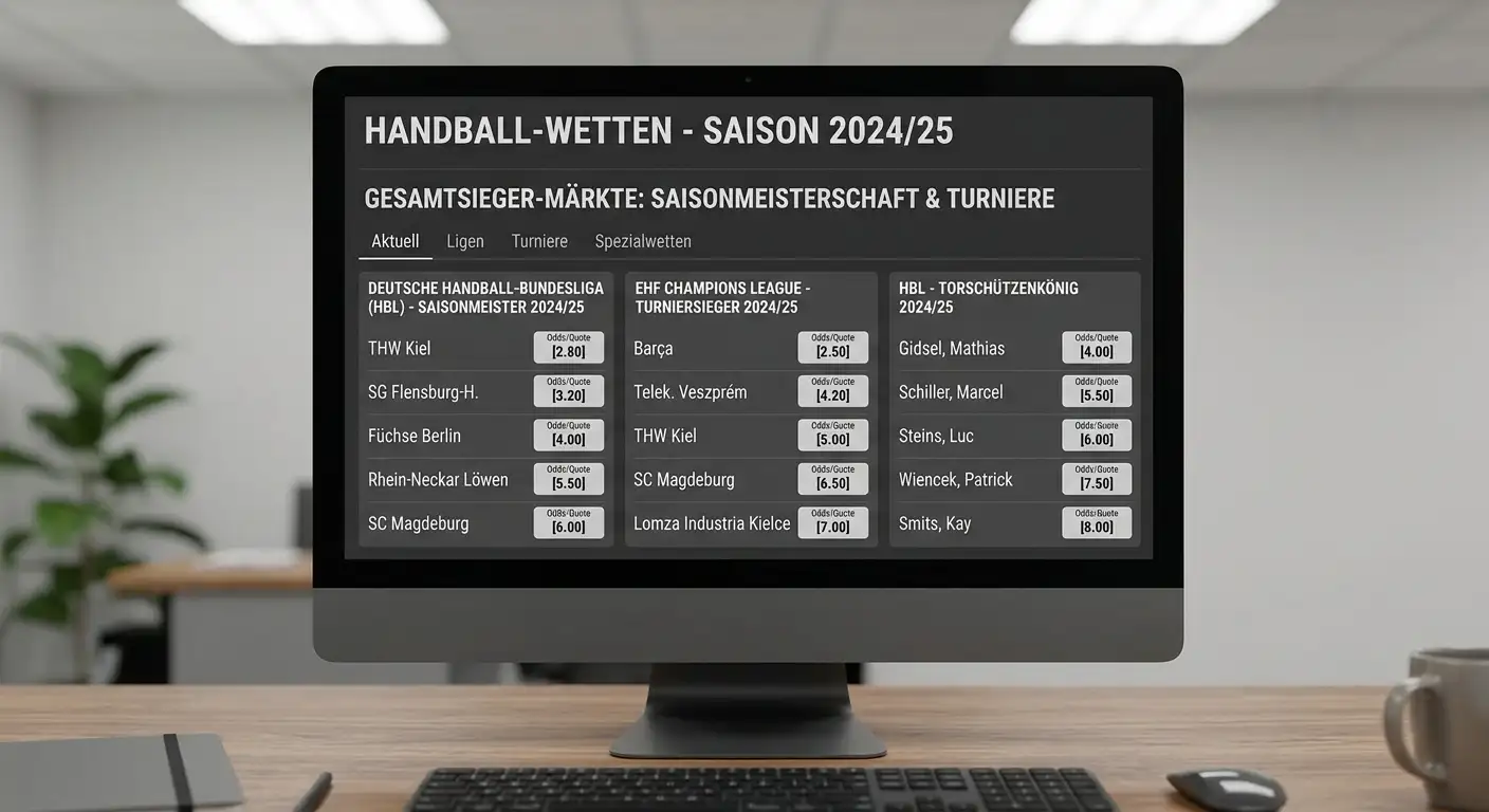 Outright-Wetten Handball — Marktübersicht Meister und Torschützenkönig auf Buchmacher-Plattform