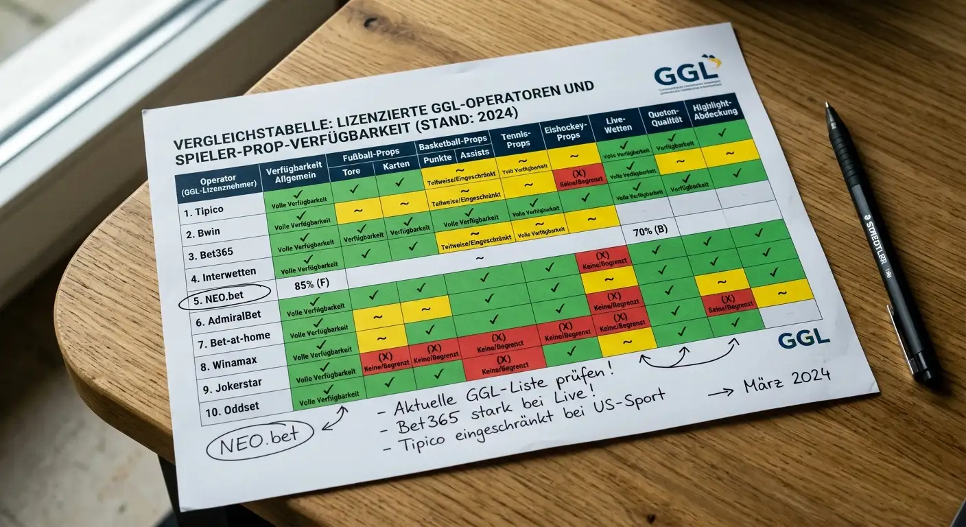 GGL-lizenzierte Anbieter Handball Player Props Verfügbarkeit Quotenschlüssel Vergleich