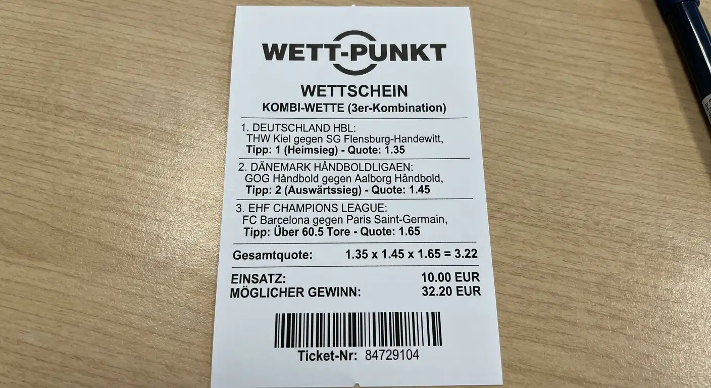 Wettschein-Aufbau für eine Handball-Kombi mit skandinavischen Nischenmarkt-Legs und HBL-Bundesliga-Picks