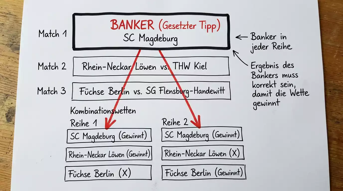 Bankspiel Banker in Handball Systemwetten: Wie ein gesetzter Tipp das System stärkt und wann er sinnvoll ist